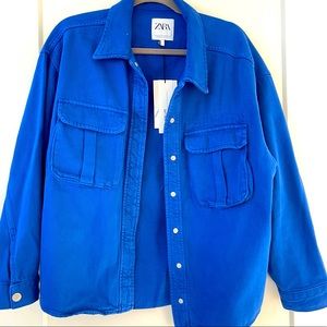 [NWT] Zara Cobalt Blue Shirt Jacket